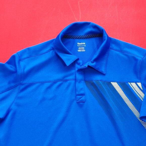 Reebok Play-Dry athletic polo shirt blue men's size M - Picture 2 of 8